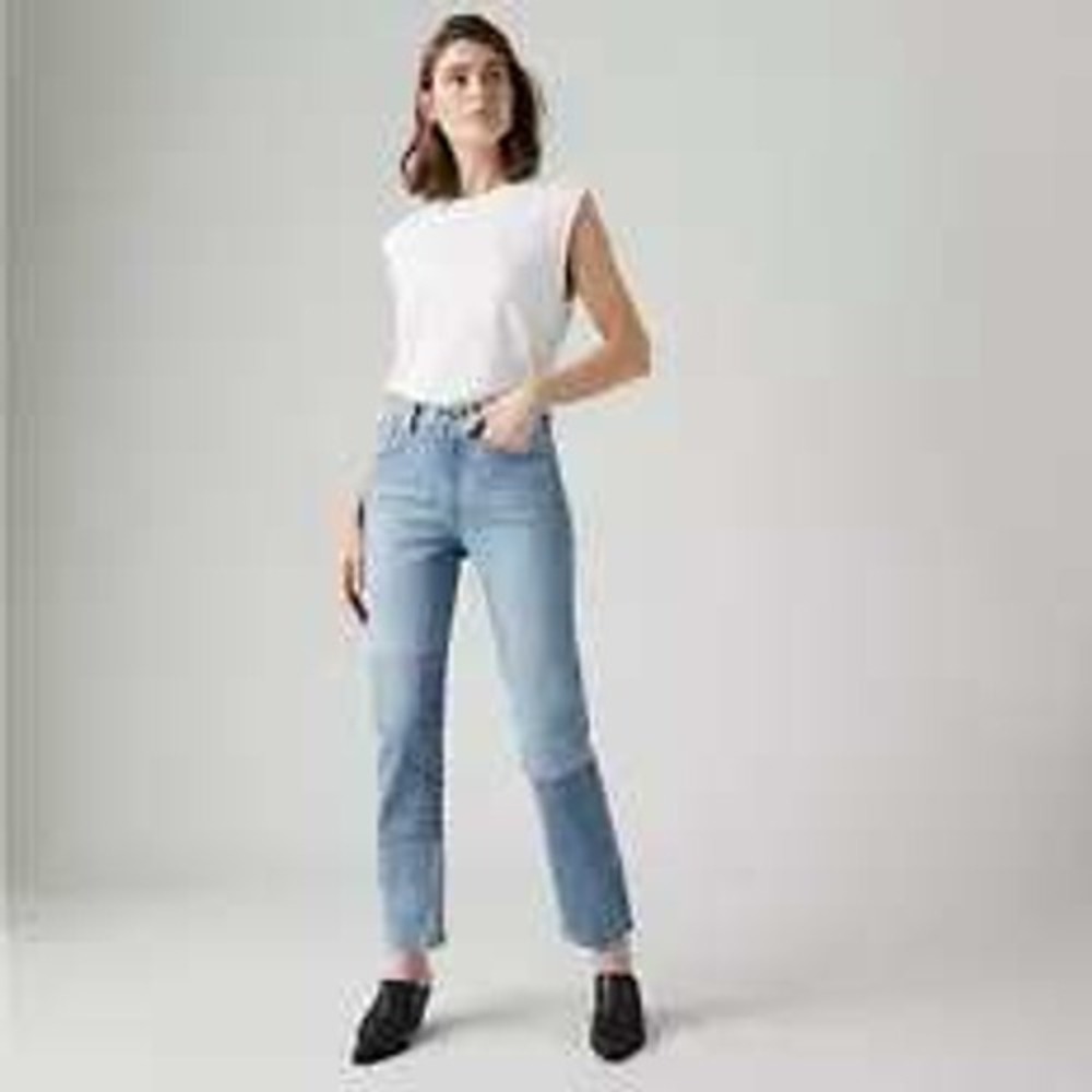 Light Wash Jeans‎ High Rise Straight Leg Denim Pants
